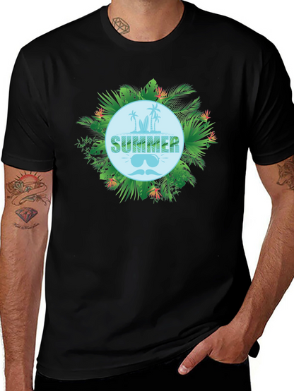 Tropical Summer Graphic Tee - Black