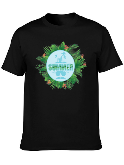 Tropical Summer Graphic Tee - Black