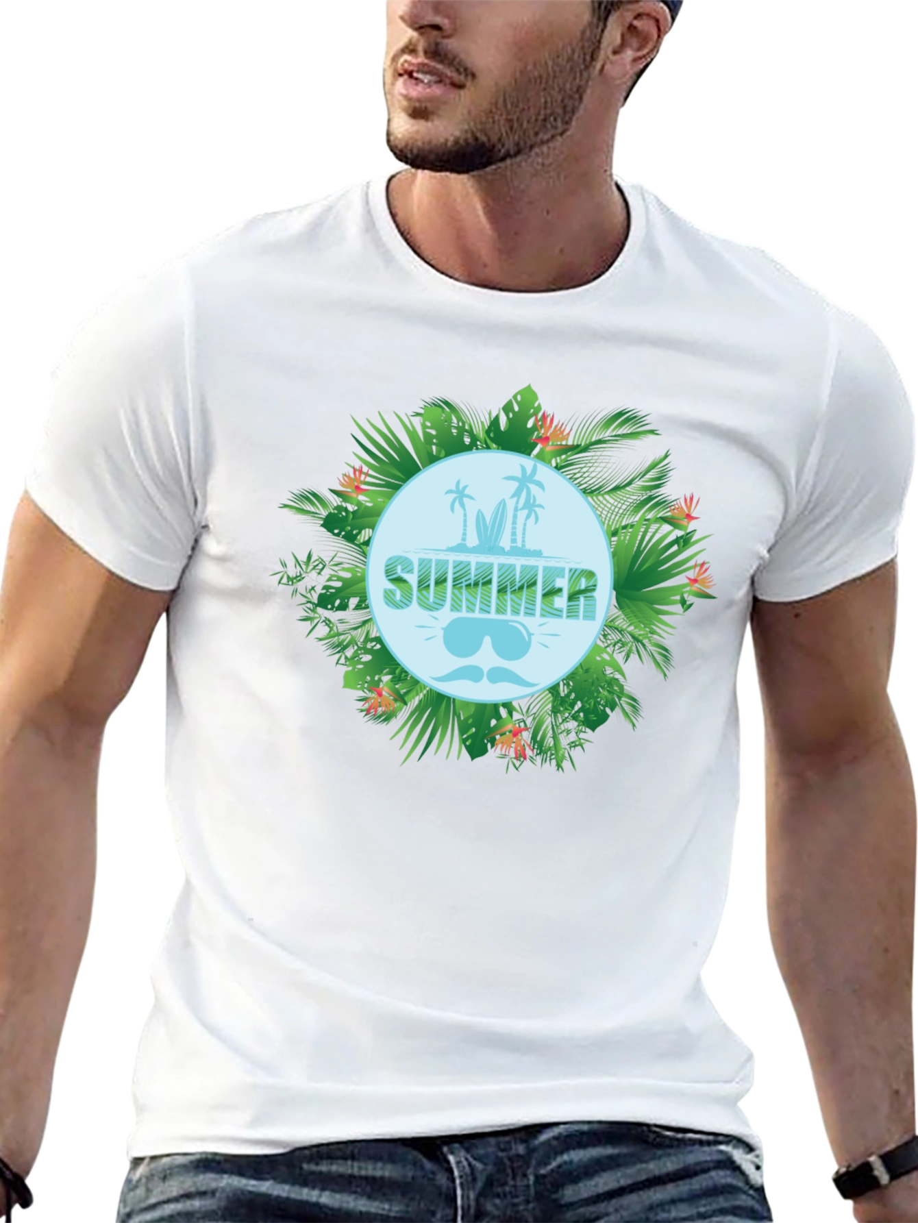 Tropical Summer Graphic Tee - Black