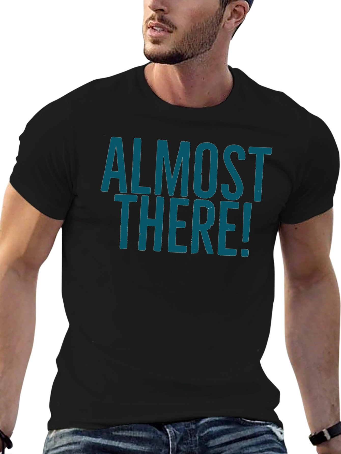 Almost There Graphic Tee - Stylish Crew Neck Shirt