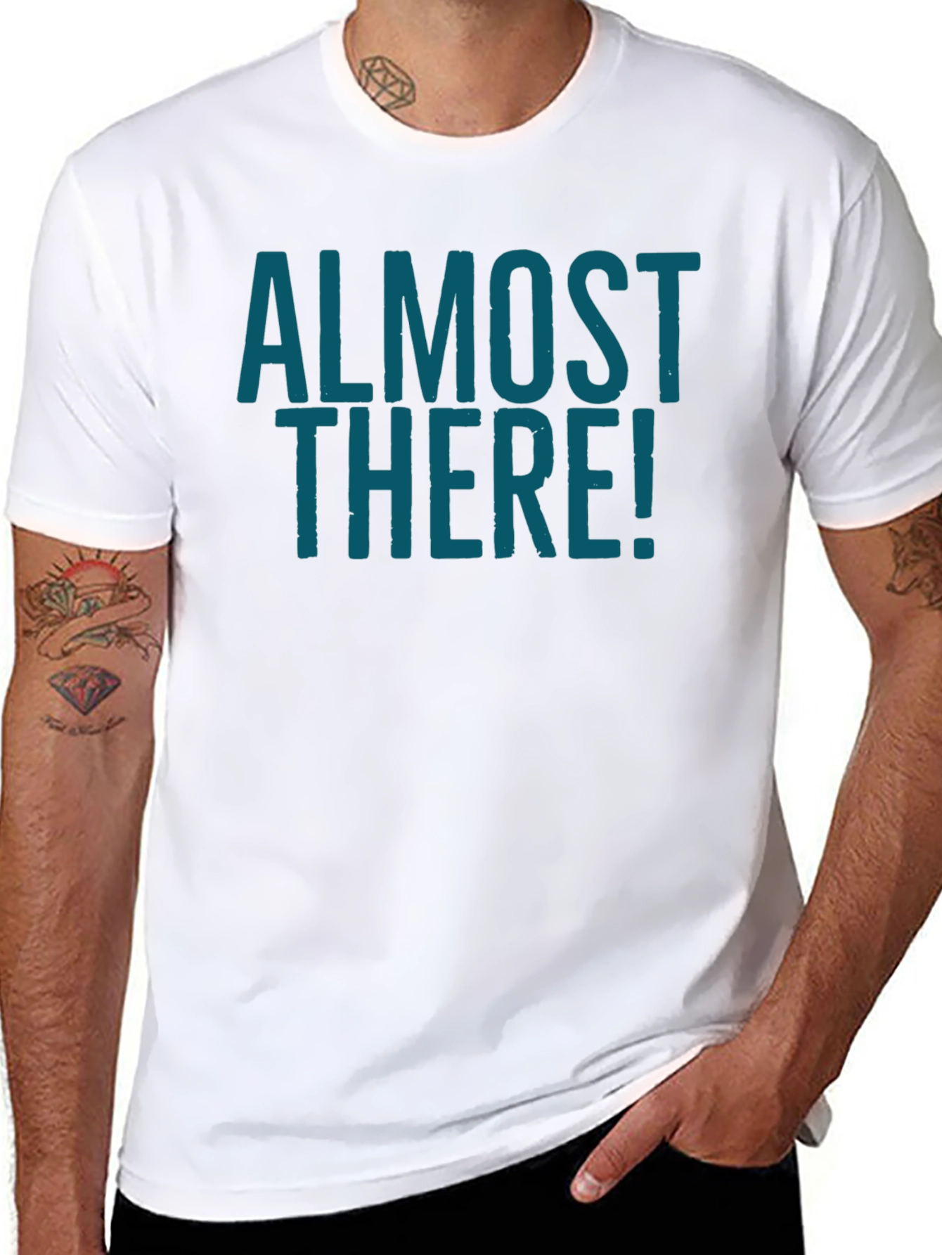 Almost There Graphic Tee - Stylish Crew Neck Shirt