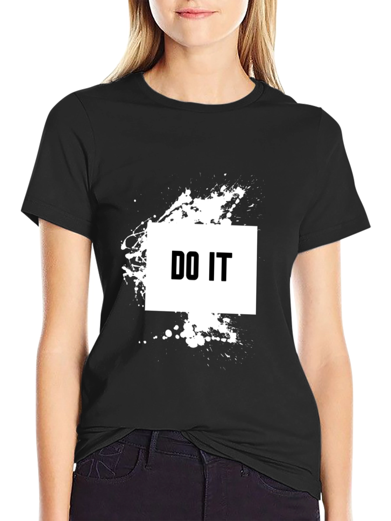 Bold DO IT Graphic Tee - Black Cotton T-Shirt