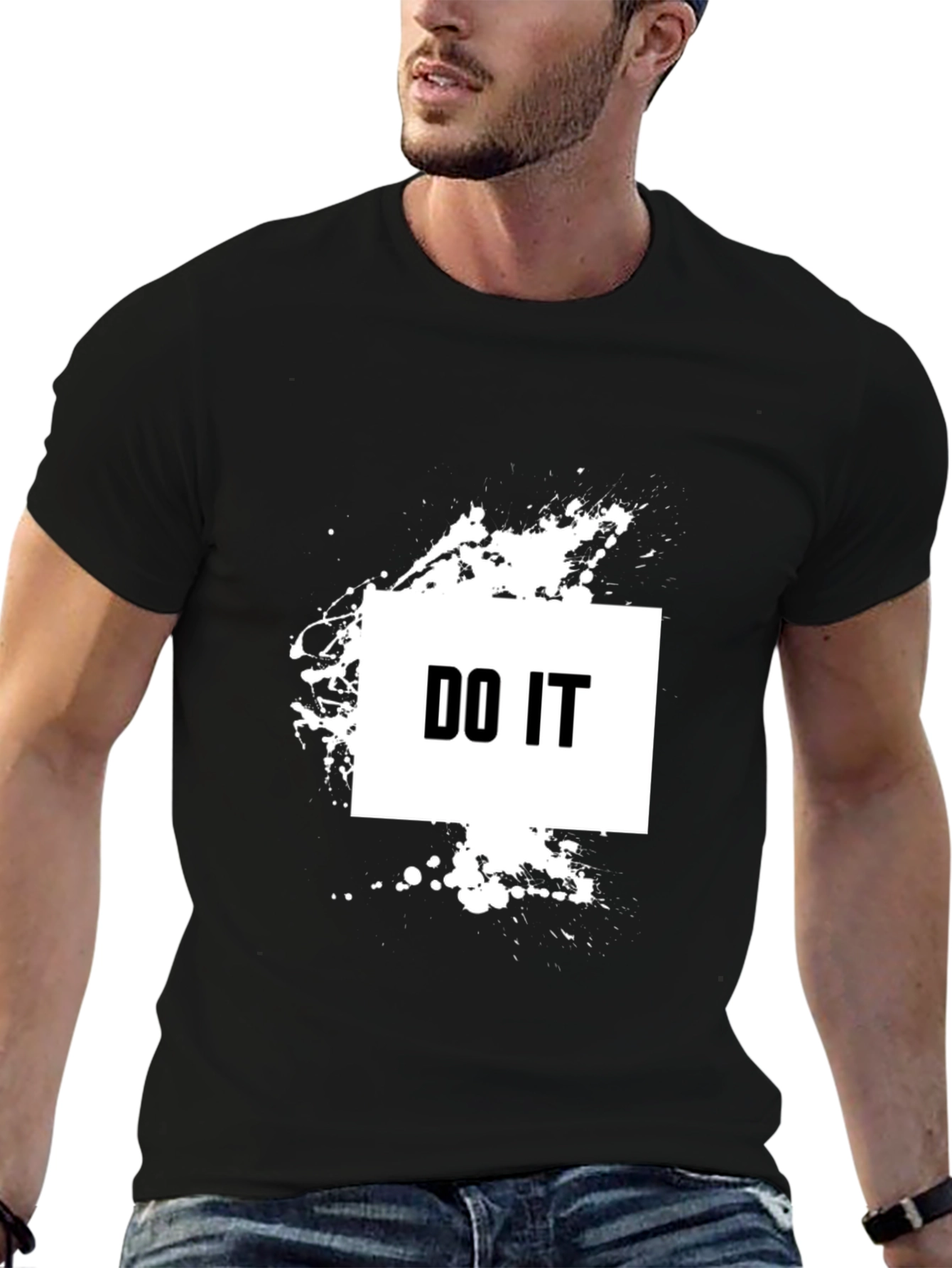 Bold DO IT Graphic Tee - Black Cotton T-Shirt