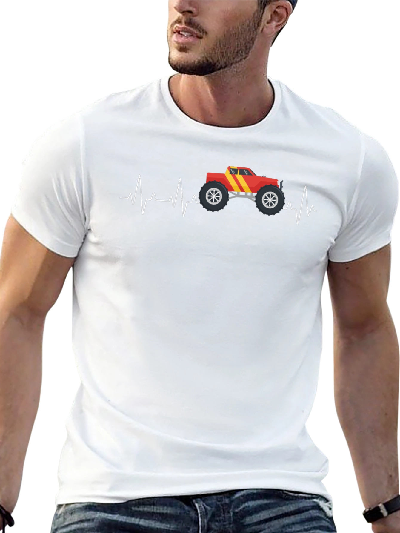 Monster Truck Heartbeat Graphic Tee