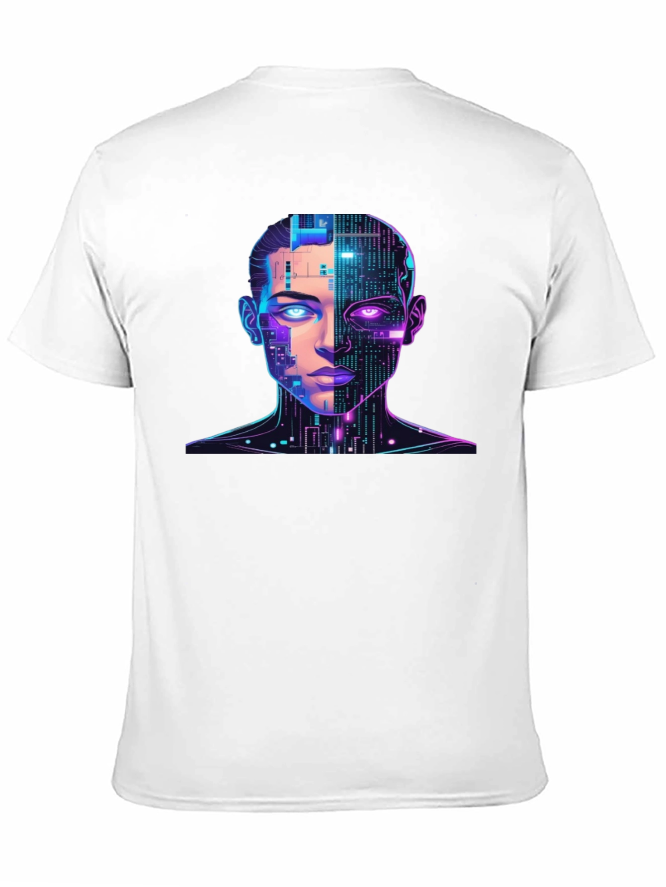 Cyberpunk AI Portrait Graphic Tee - Black