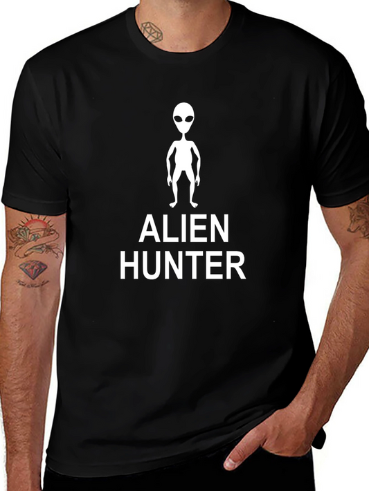 Alien Hunter Graphic Tee - Black Cotton T-Shirt