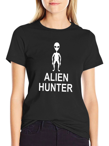 Alien Hunter Graphic Tee - Black Cotton T-Shirt