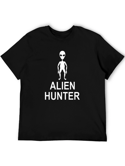 Alien Hunter Graphic Tee - Black Cotton T-Shirt