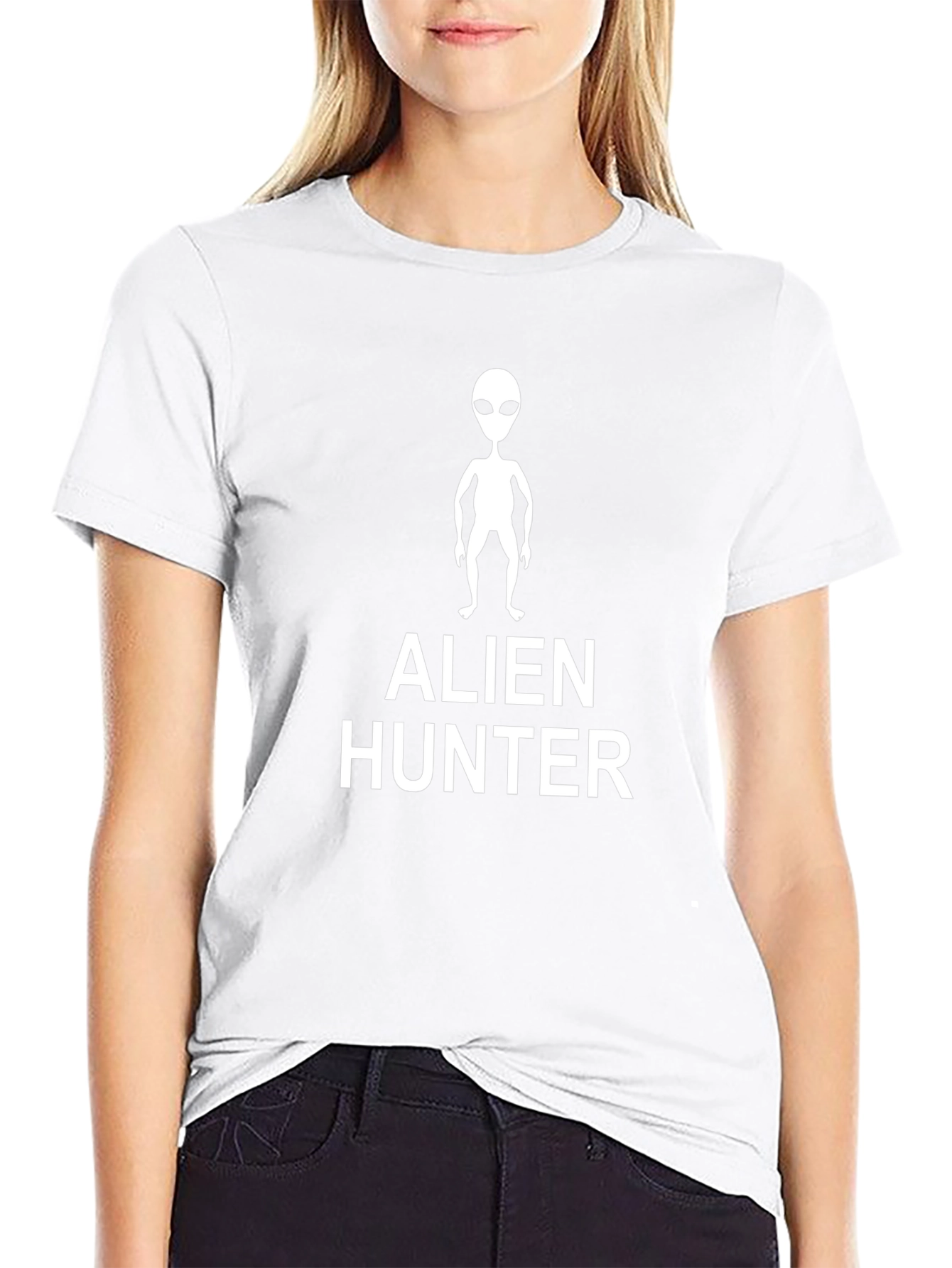 Alien Hunter Graphic Tee - Black Cotton T-Shirt