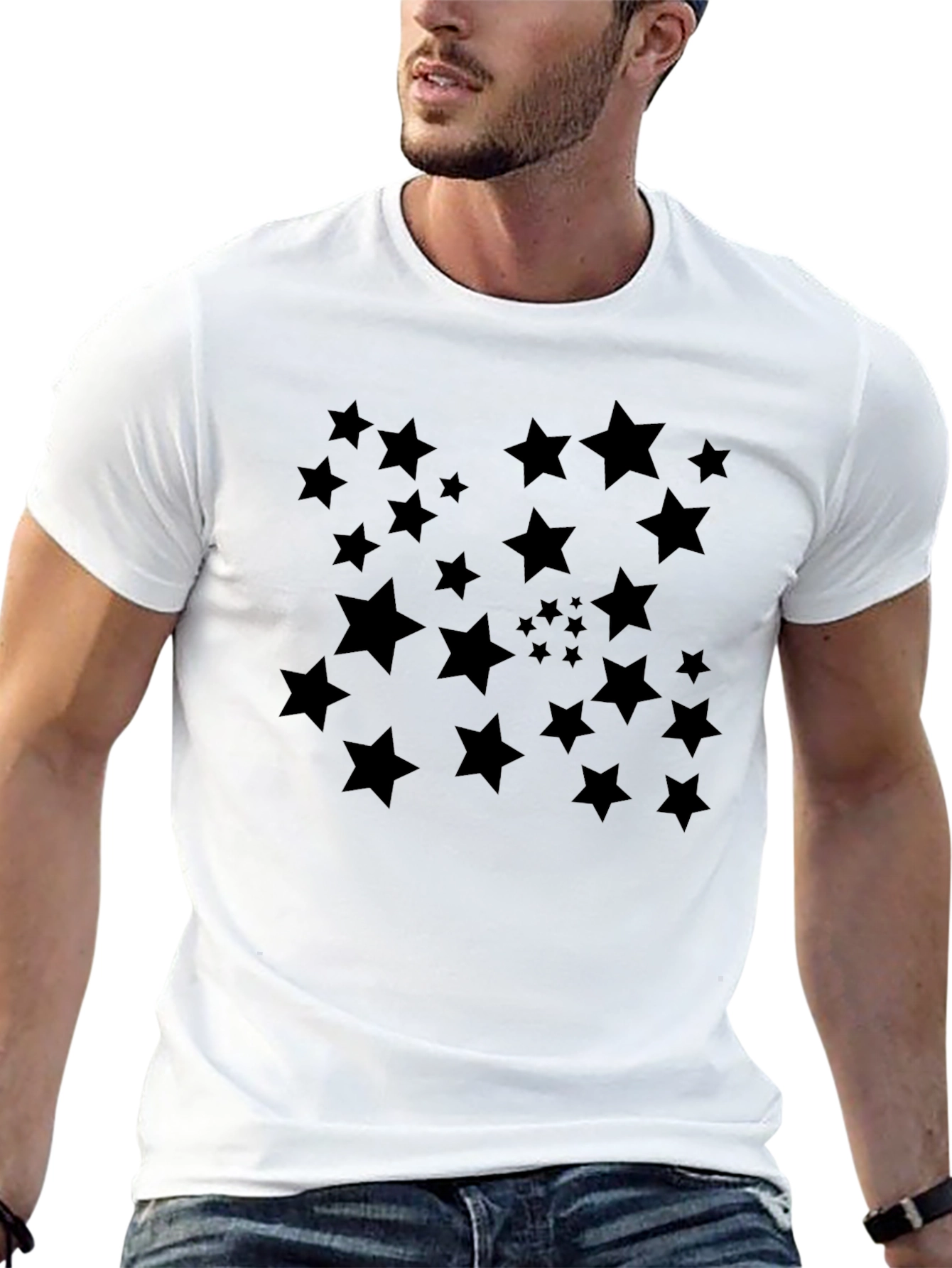 Stylish Black Star Patterned T-Shirt