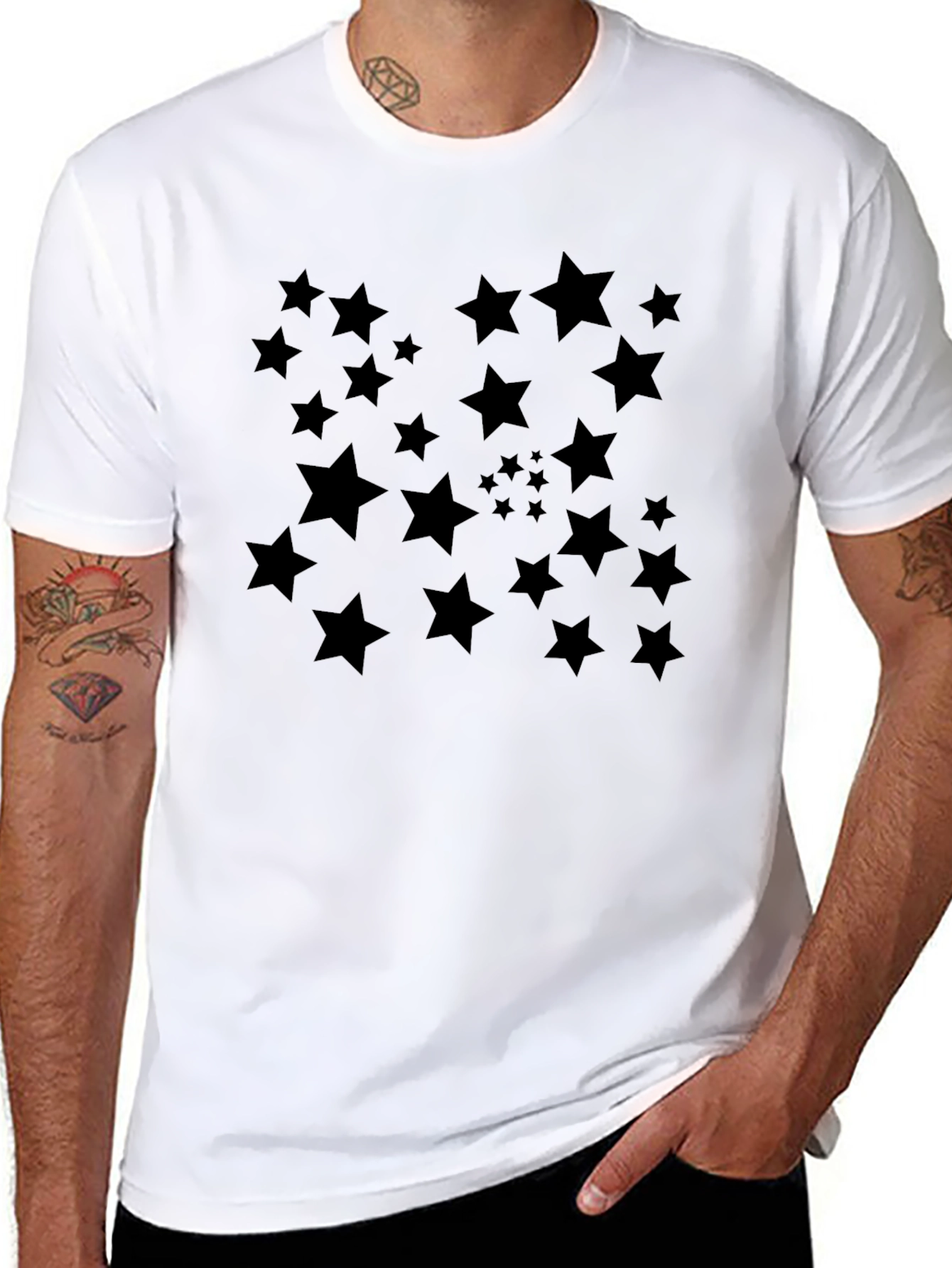 Stylish Black Star Patterned T-Shirt
