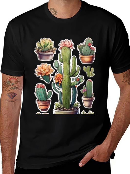 Cactus Plant T-Shirt - Trendy Botanical Design