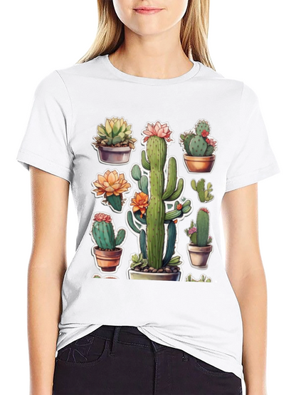 Cactus Plant T-Shirt - Trendy Botanical Design