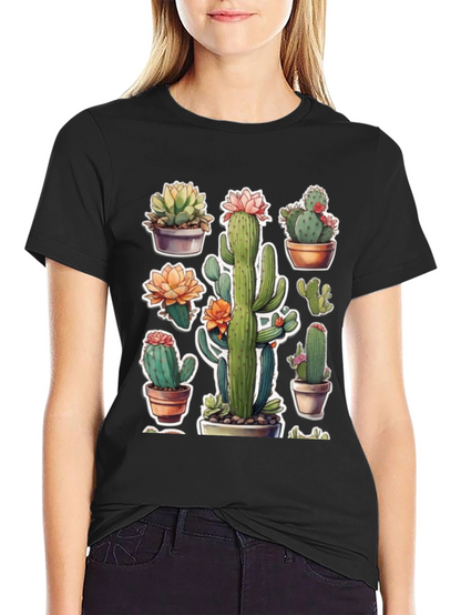 Cactus Plant T-Shirt - Trendy Botanical Design