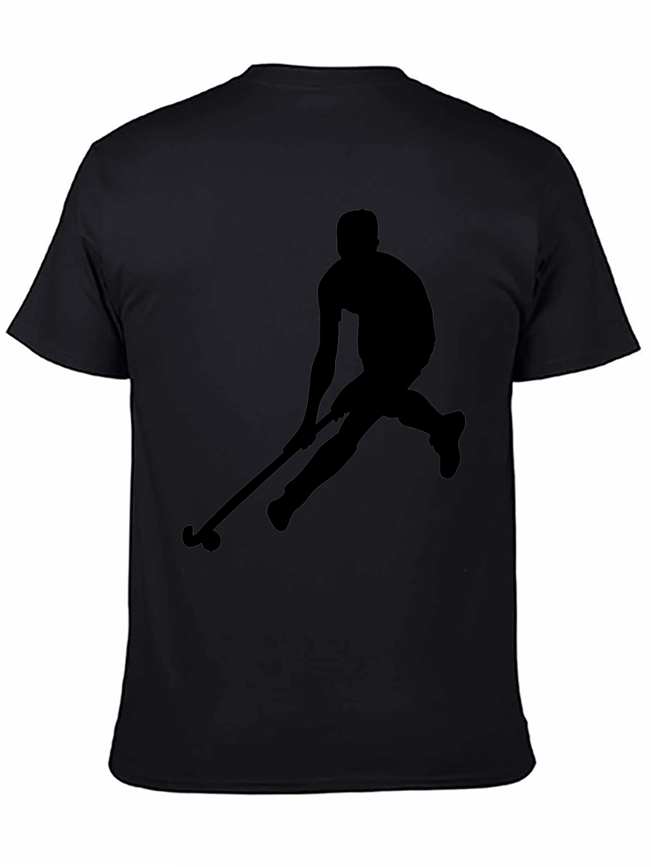 Hockey Player Silhouette Graphic Tee - Black