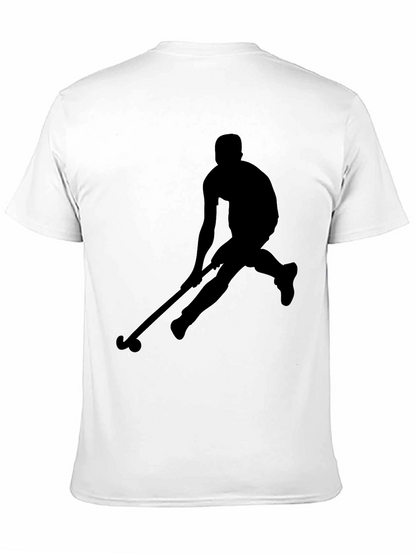 Hockey Player Silhouette Graphic Tee - Black