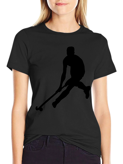 Hockey Player Silhouette Graphic Tee - Black