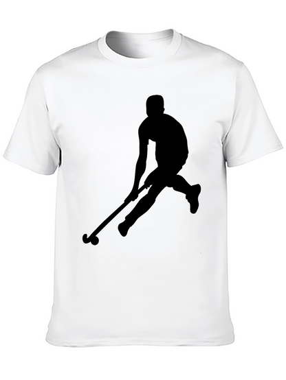 Hockey Player Silhouette Graphic Tee - Black