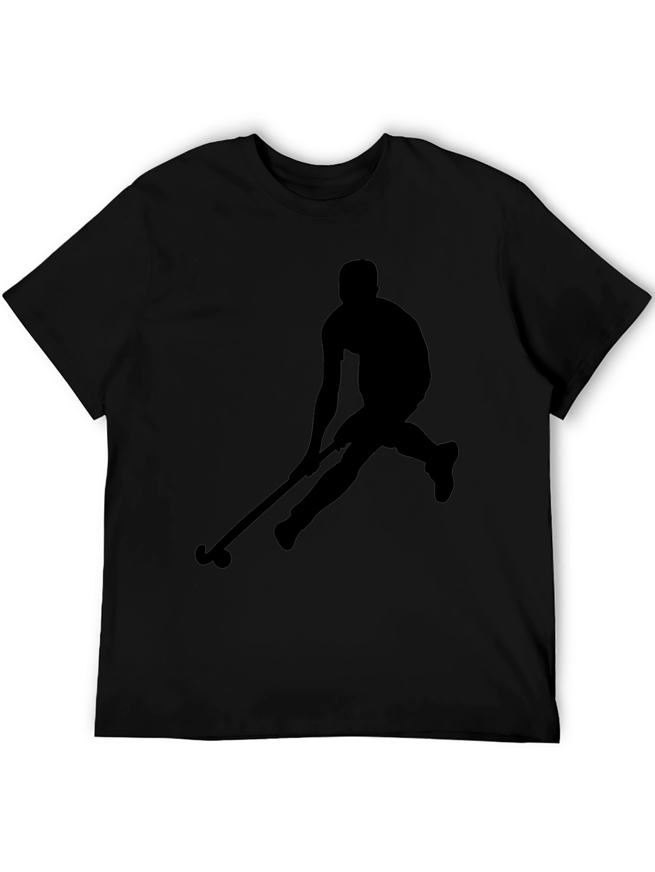Hockey Player Silhouette Graphic Tee - Black