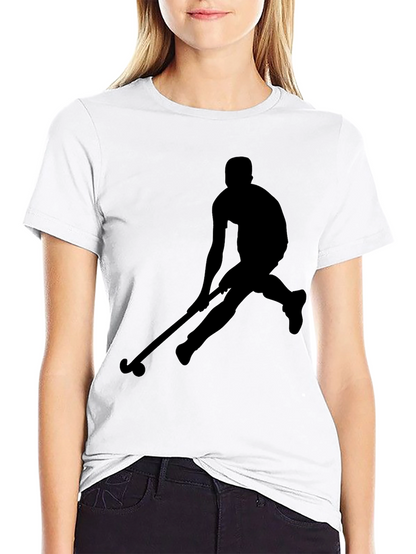 Hockey Player Silhouette Graphic Tee - Black