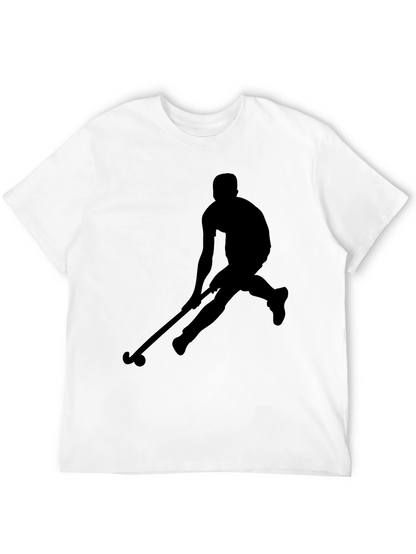 Hockey Player Silhouette Graphic Tee - Black
