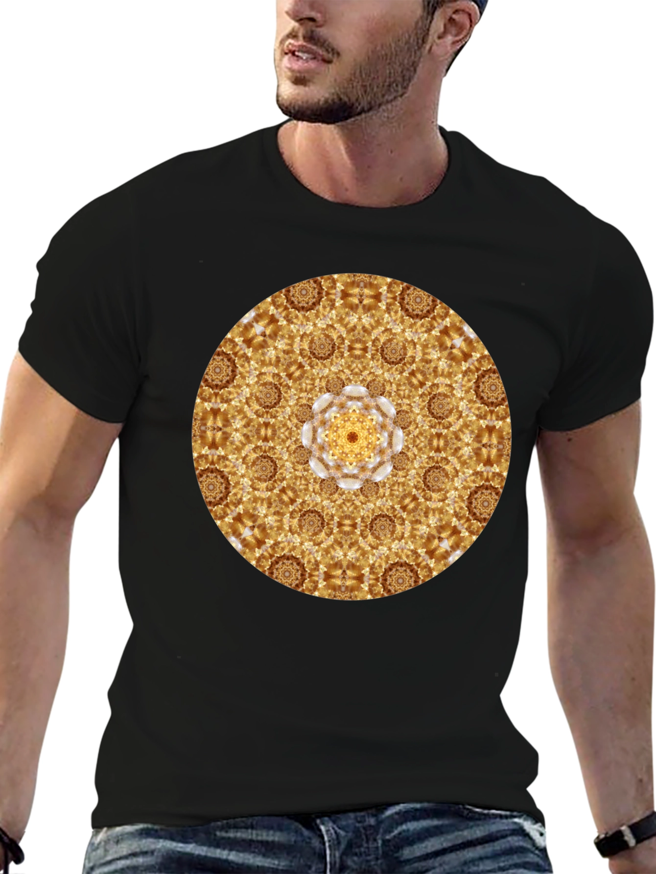 Gold Mandala Graphic Tee - Stylish Casual Wear