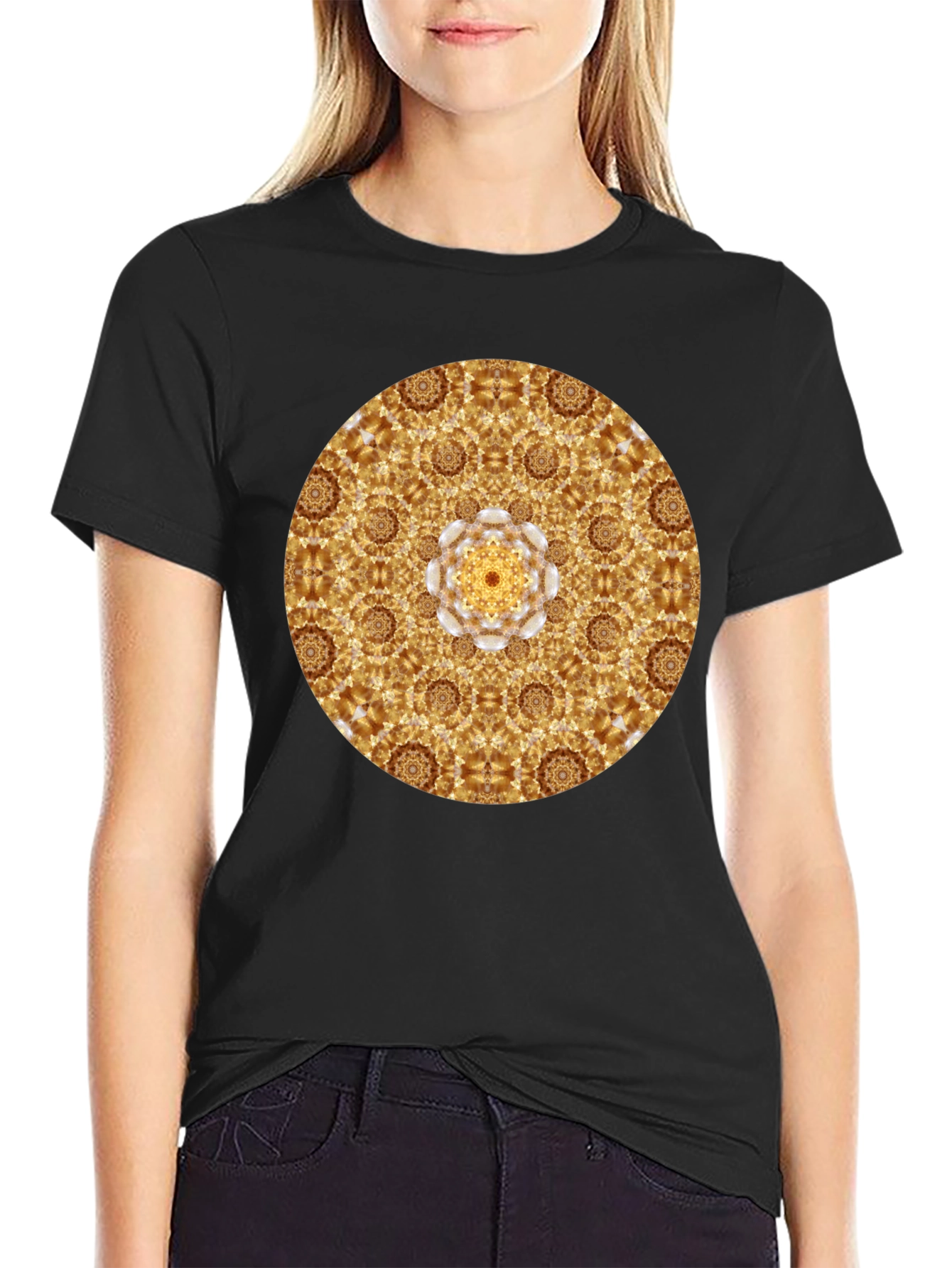 Gold Mandala Graphic Tee - Stylish Casual Wear