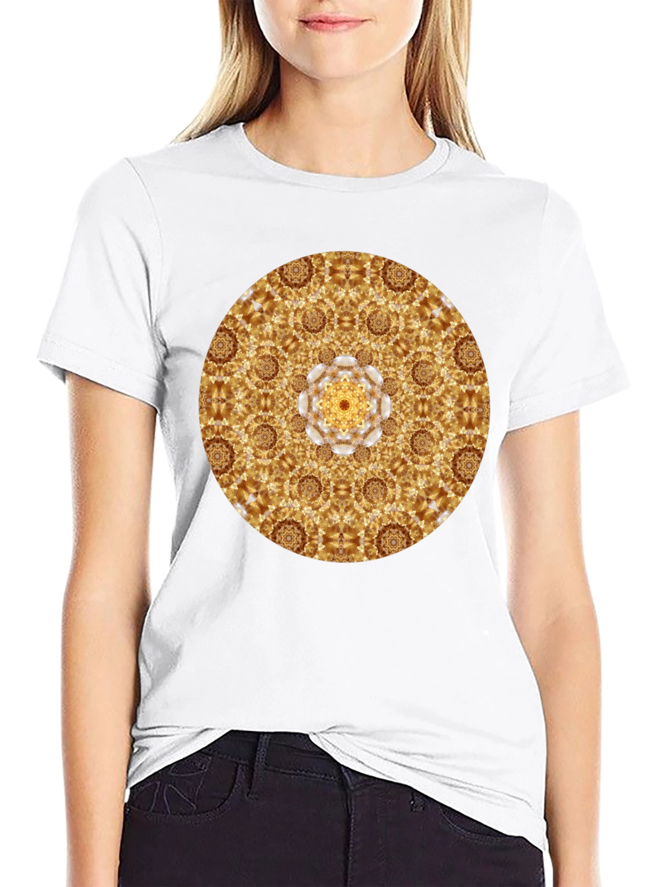 Gold Mandala Graphic Tee - Stylish Casual Wear