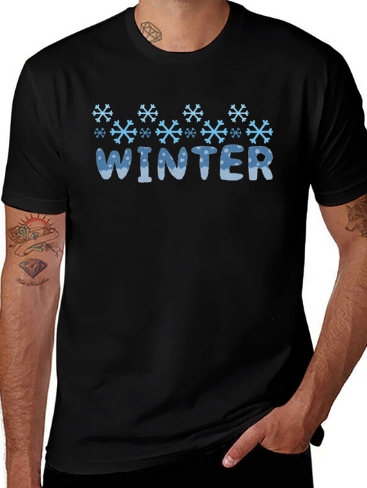 Winter Snowflake Graphic Black T-Shirt