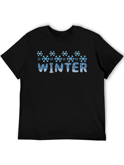 Winter Snowflake Graphic Black T-Shirt