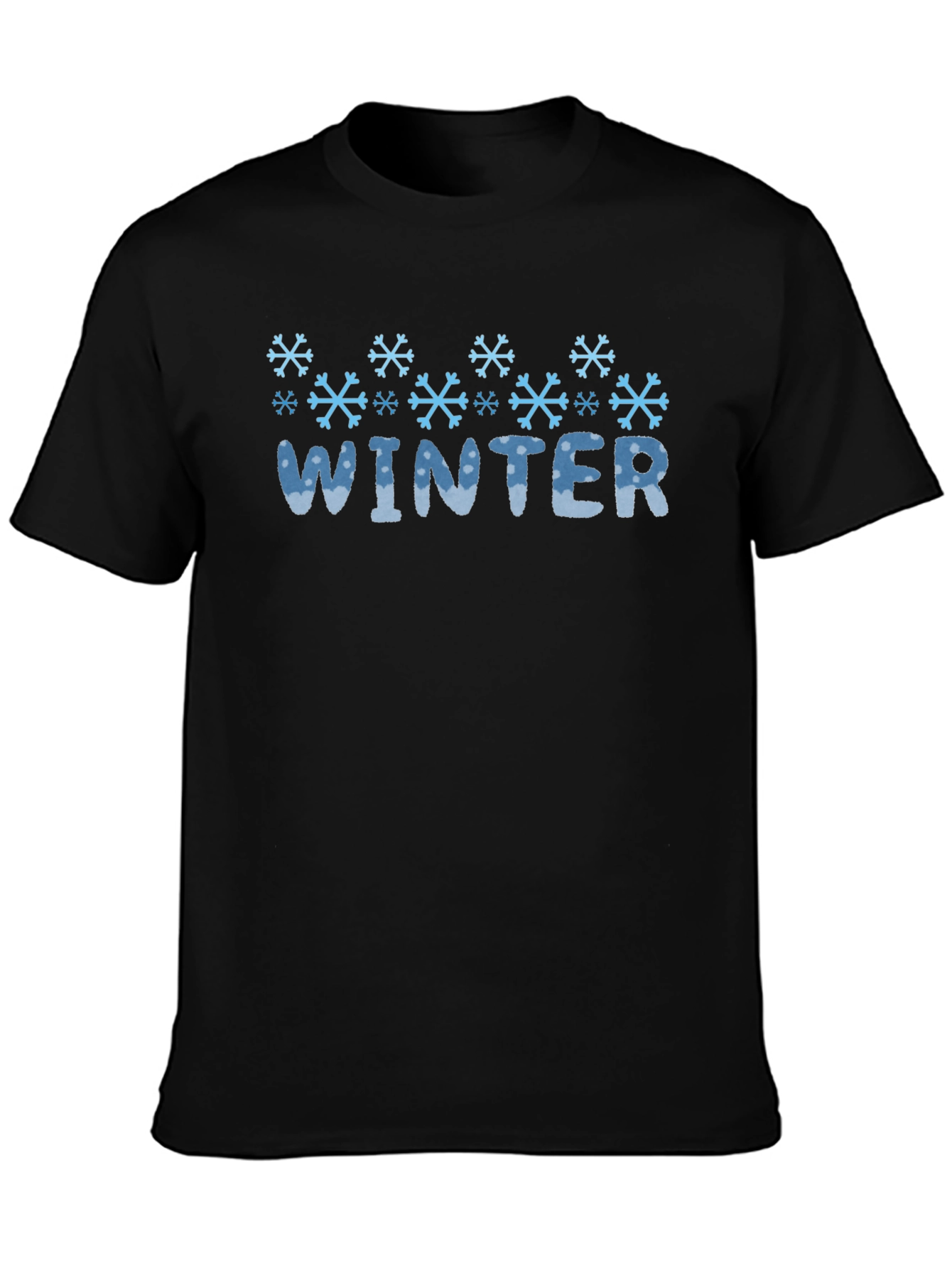 Winter Snowflake Graphic Black T-Shirt