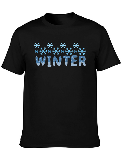 Winter Snowflake Graphic Black T-Shirt