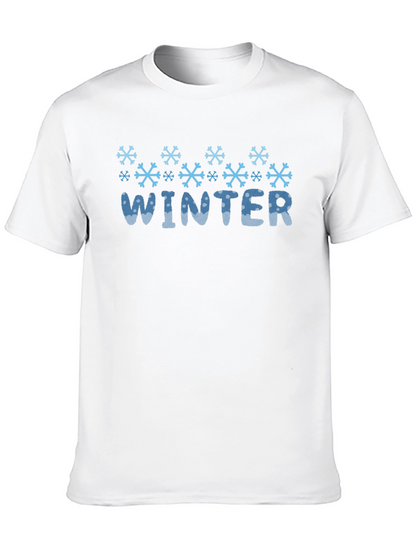 Winter Snowflake Graphic Black T-Shirt