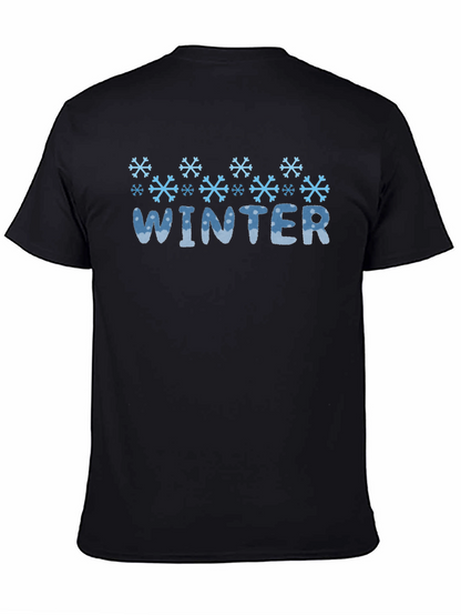 Winter Snowflake Graphic Black T-Shirt