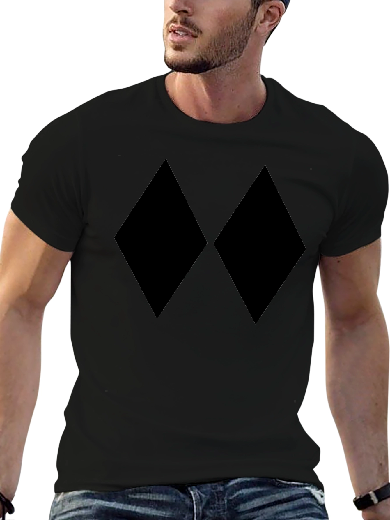 Black Diamond Pattern T-Shirt - Minimalist Style