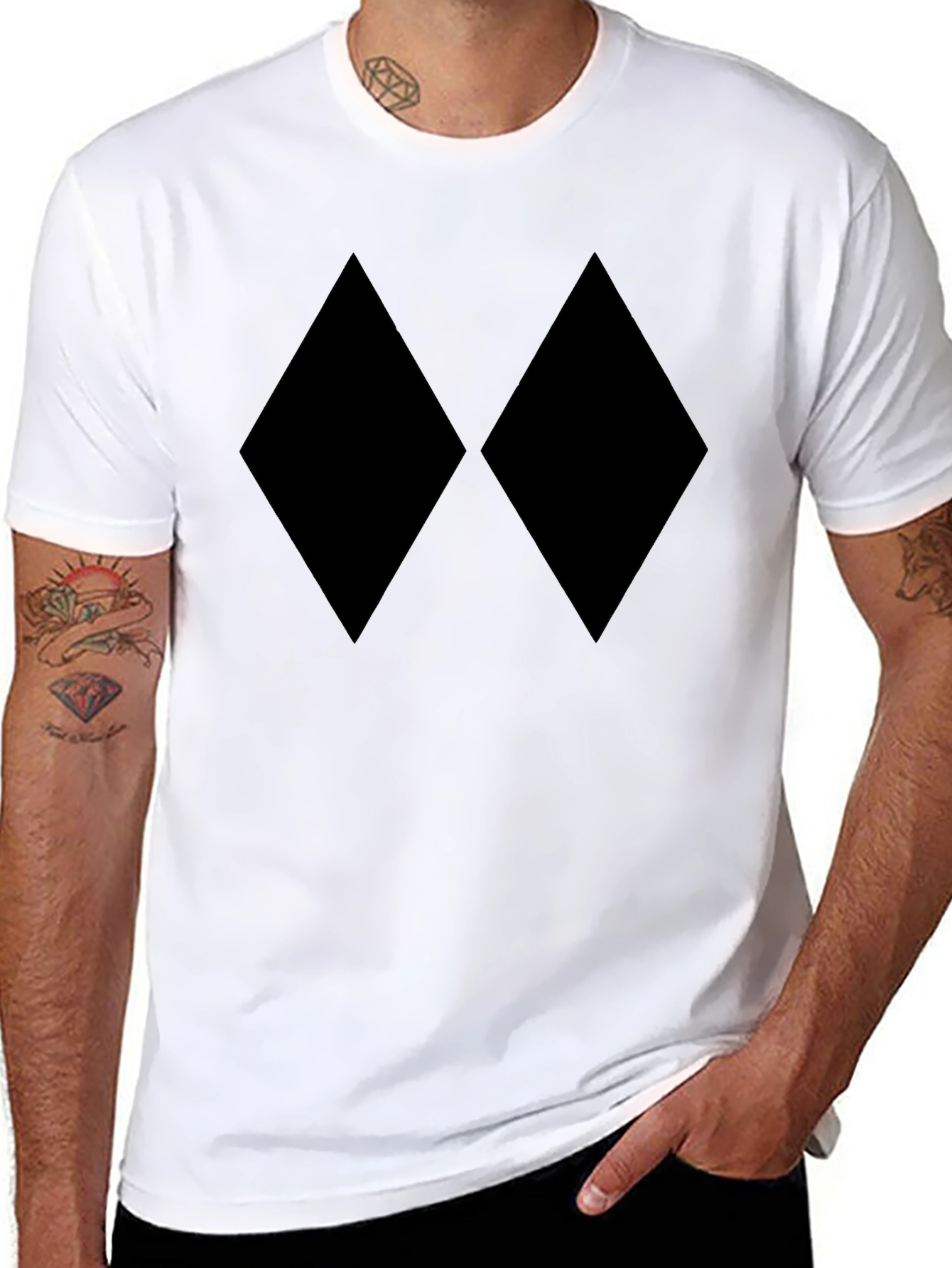 Black Diamond Pattern T-Shirt - Minimalist Style