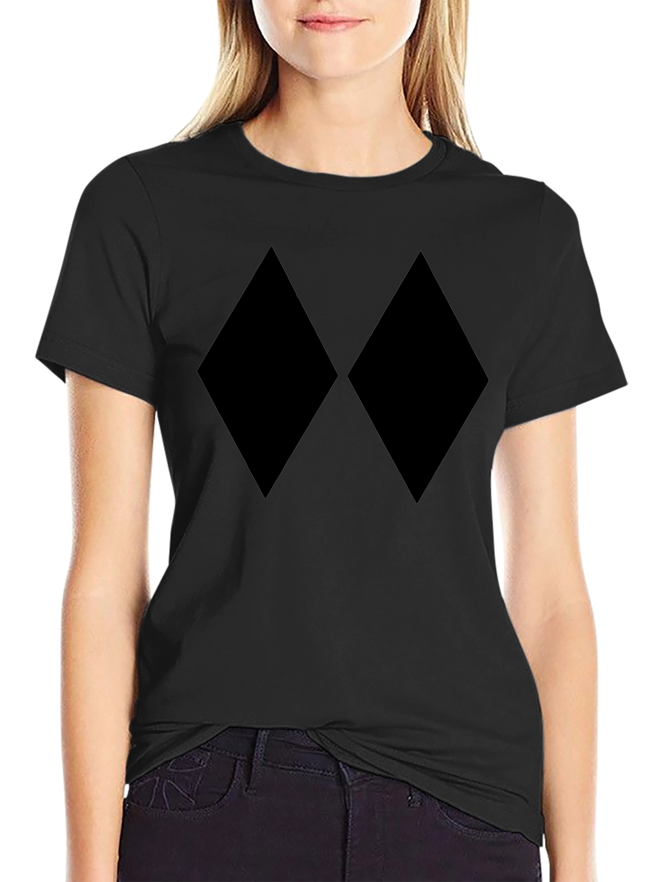 Black Diamond Pattern T-Shirt - Minimalist Style
