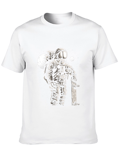 Astronaut Skateboarder Graphic Tee - Cool Black T-Shirt