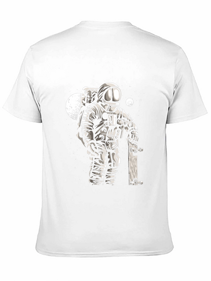 Astronaut Skateboarder Graphic Tee - Cool Black T-Shirt