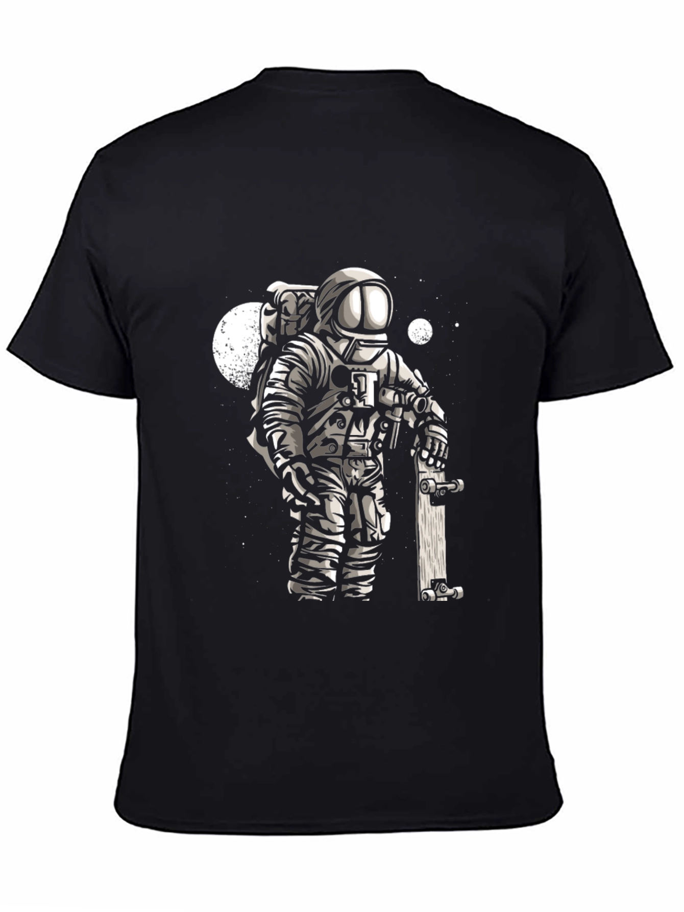 Astronaut Skateboarder Graphic Tee - Cool Black T-Shirt