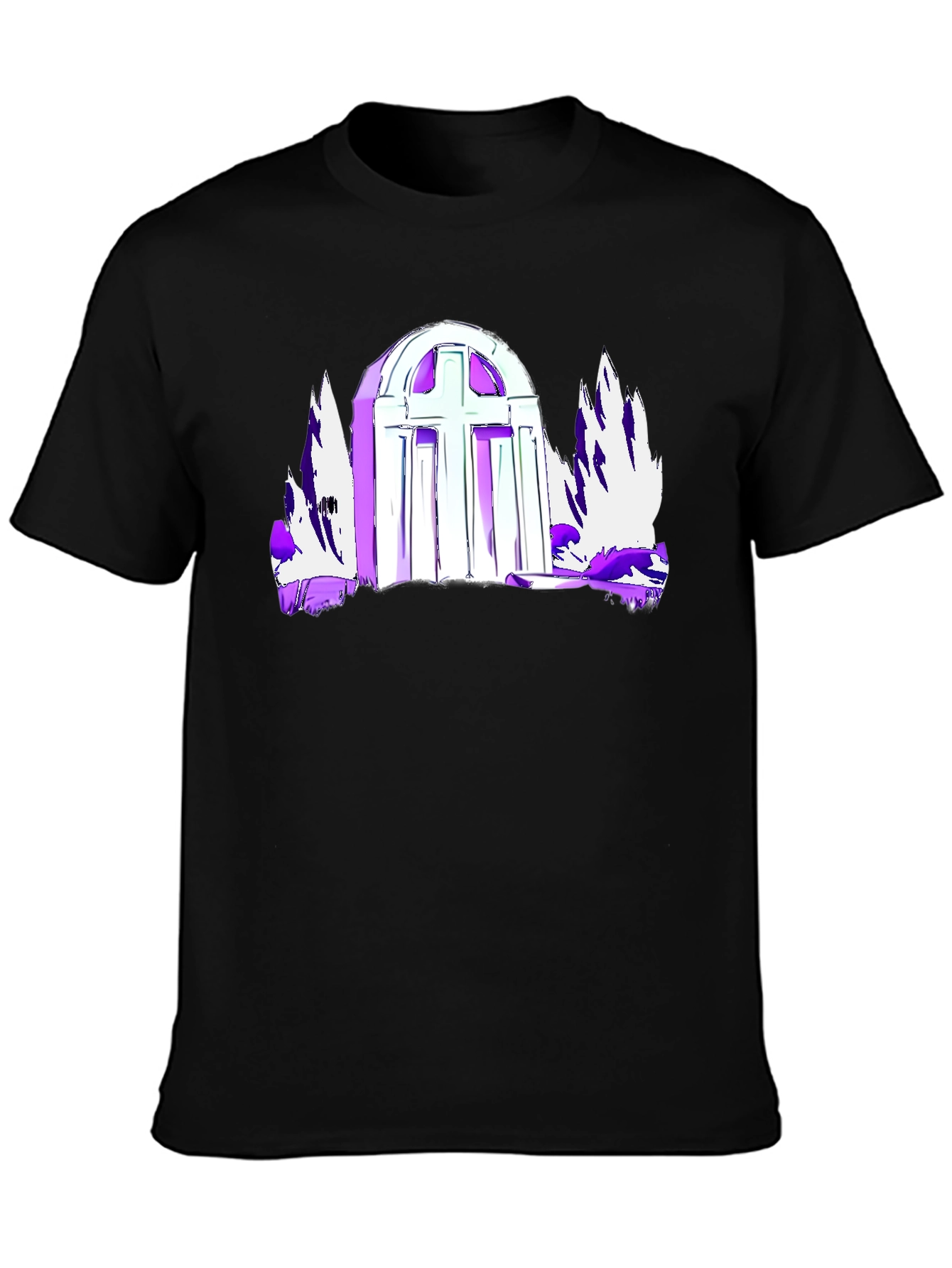 Gothic Cross Graphic Tee - Black