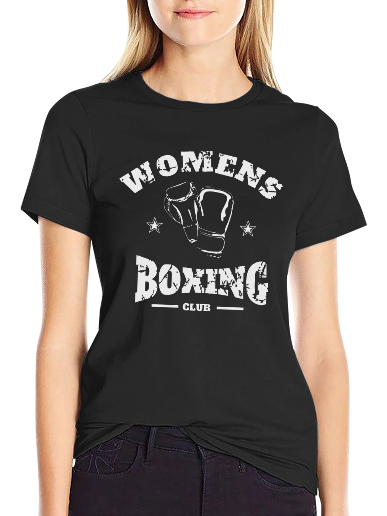 Womens Boxing Club T-Shirt - Black Graphic Tee