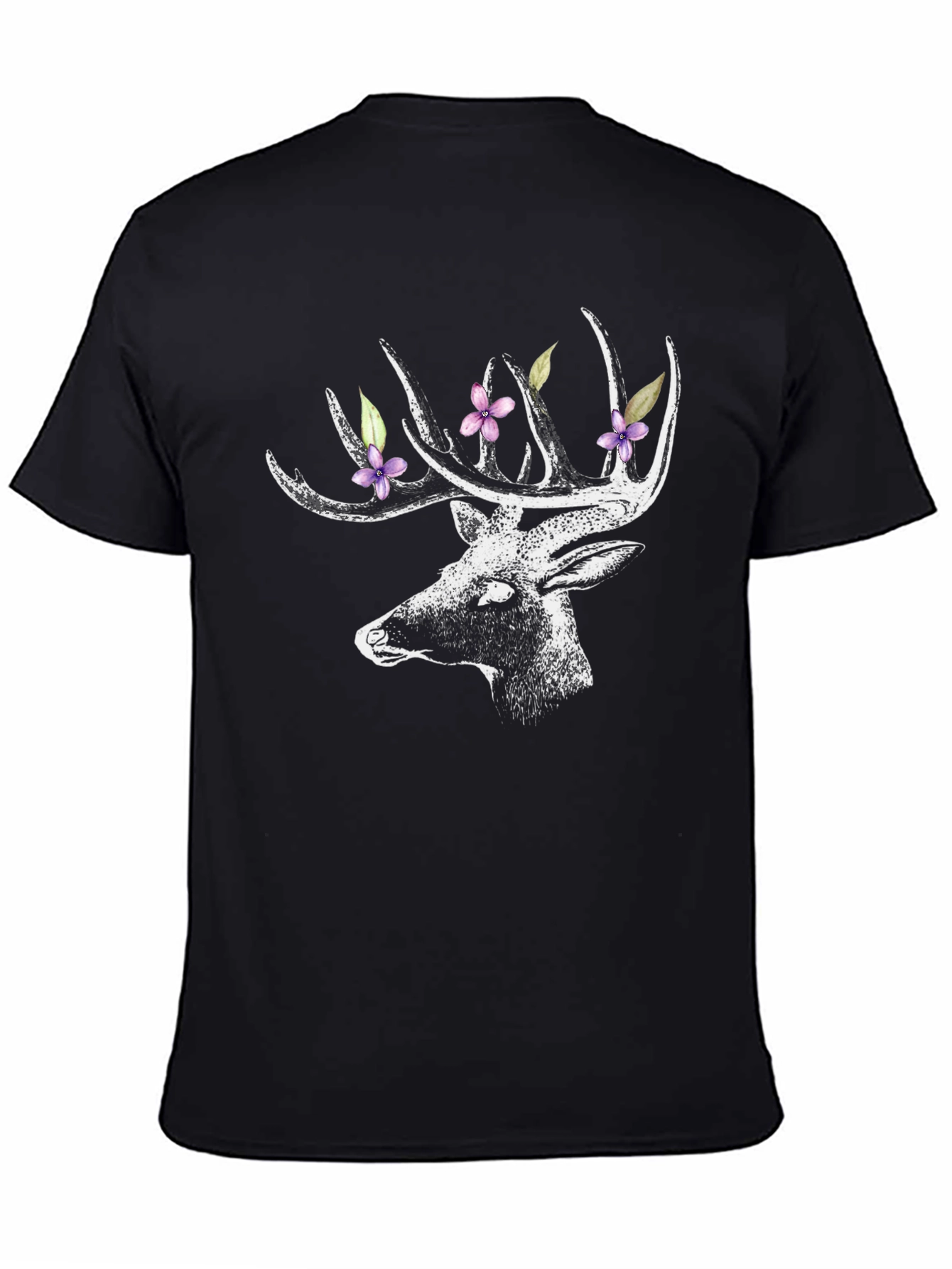 Deer with Floral Antlers Graphic Tee