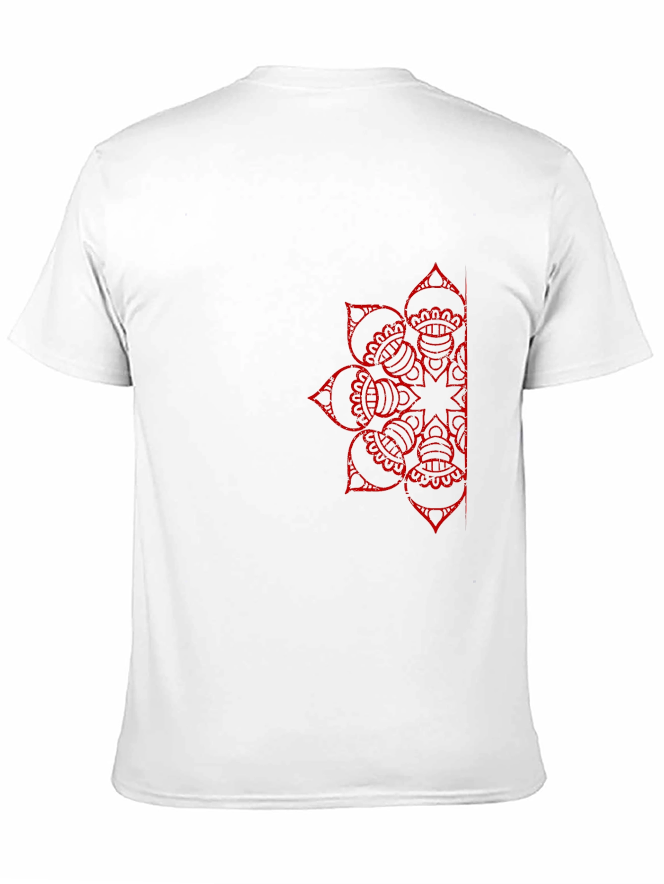 Black T-Shirt with Red Mandala Design