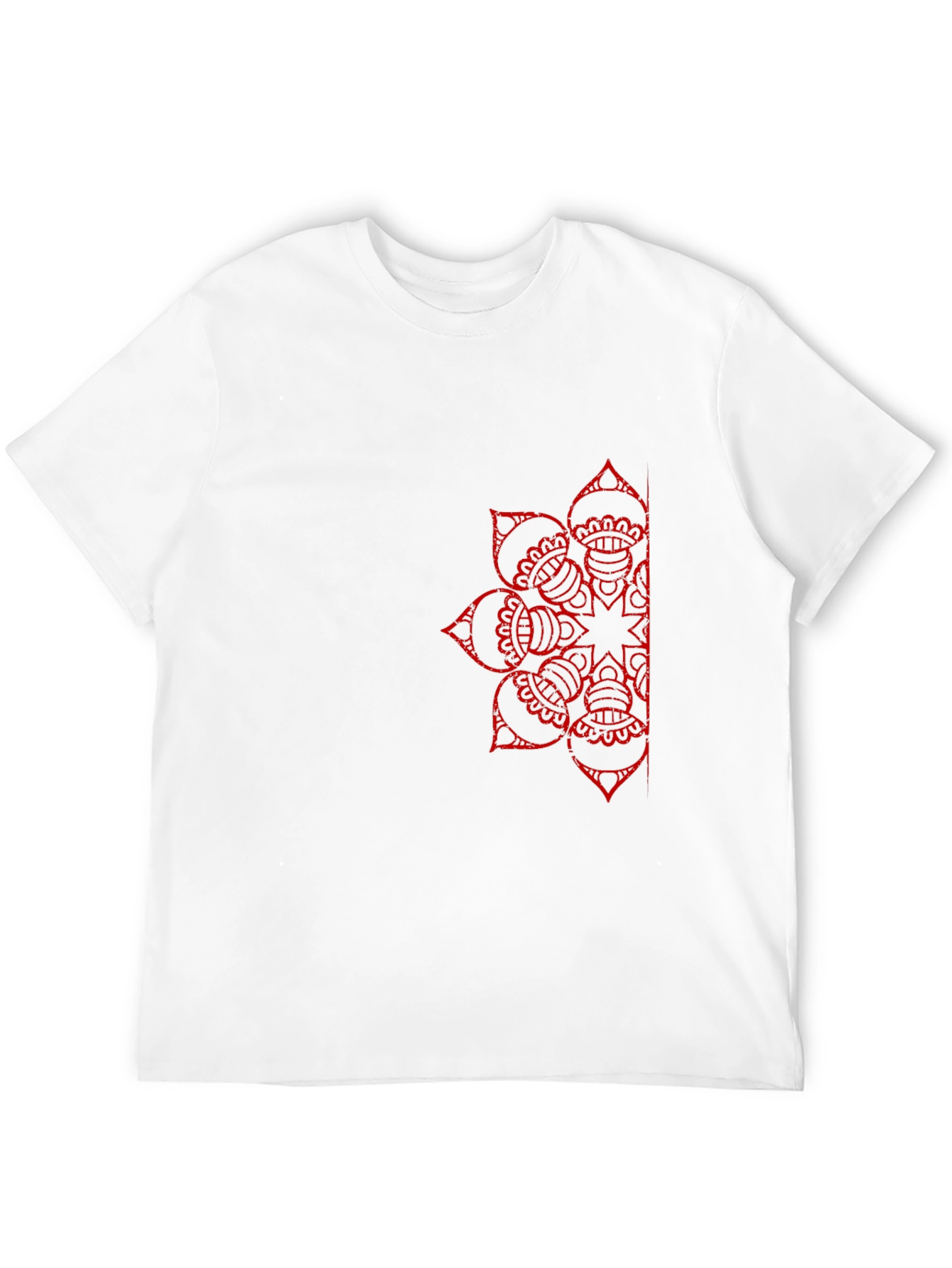 Black T-Shirt with Red Mandala Design