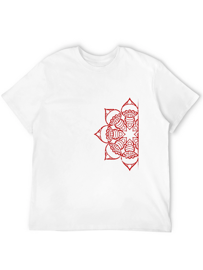 Black T-Shirt with Red Mandala Design