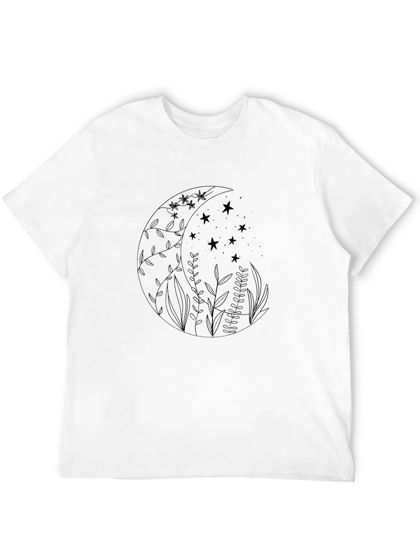 Mens Black T-Shirt with Moon & Star Graphic