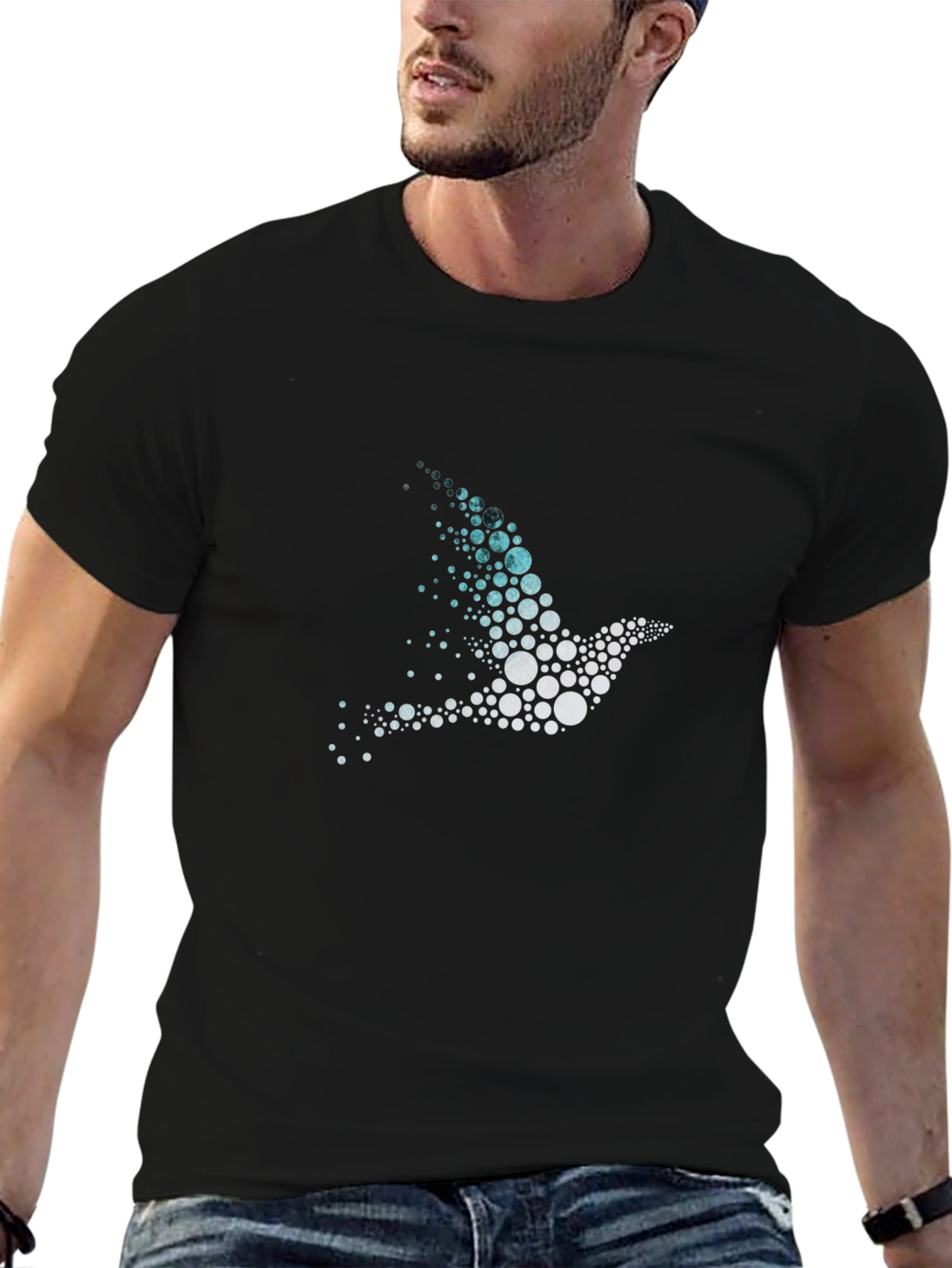Abstract Bird Graphic Mens Black T-Shirt