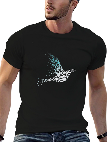Abstract Bird Graphic Mens Black T-Shirt