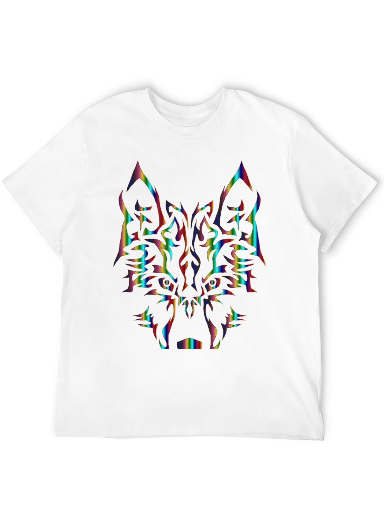 Rainbow Wolf Graphic Black T-Shirt